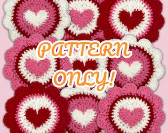 PATTERN ONLY Valentine’s Day Heart Coaster Crochet Pattern Home Decor