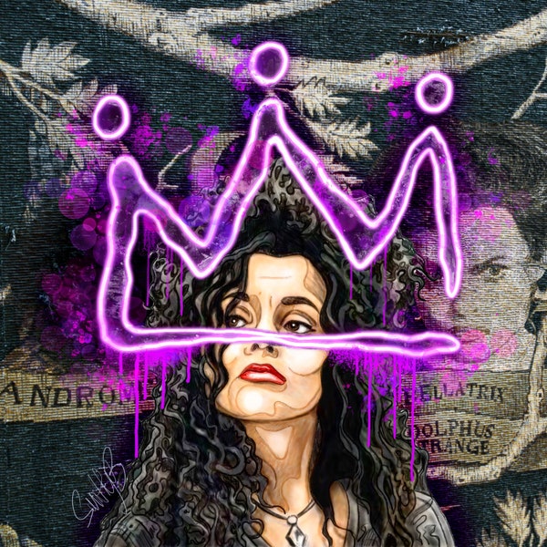 Bellatrix Lestrange - Harry Potter Wizarding World Helena Bonham Carter - Pop Art Print by Smittybones