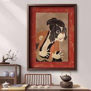 Custom Pet Portrait Japanese Kabuki Actor Classic Iconic Artwork Animal Lover Pet Memorial Hand Painted Art Pet Adoption or Death Gift