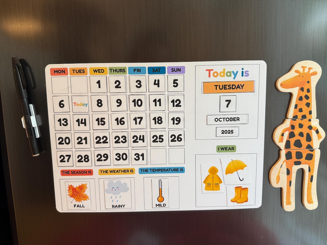 Montessori Daily Calendar Printable | Kids Weather & Season Chart (PDF ...