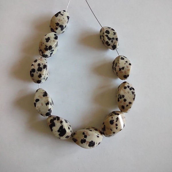 Dalmatian jasper twist beads set of 10