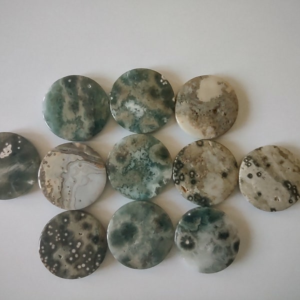 Ocean jasper coin beads. Set of 11