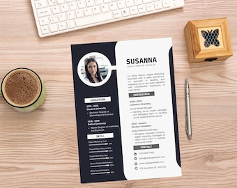 Professional Resume Template, Modern Resume, CV Template, Executive Resume, Curriculum Vitae, Instant Download, Digital Resume Template