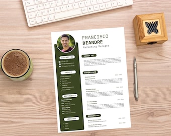 Professional Resume Template, Modern Resume, CV Template, Executive Resume, Curriculum Vitae, Instant Download, Digital Resume Template