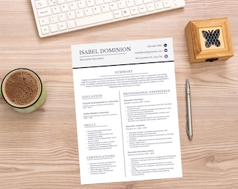 Professional Resume Template, Modern Resume, CV Template, Executive Resume, Curriculum Vitae, Instant Download, Digital Resume Template
