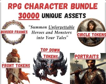 My Rpg Character art bundle, Discover 30000 unique images and assets for your rpg games,dnd token,  dnd character art,rpg tokens
