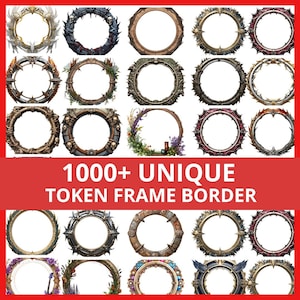 1000 dnd Token Border Frame Pack, RPG tokens, Dungeon Master, RPG gifts, RPG character sheet, Adventure journal, dnd character sheet image 1