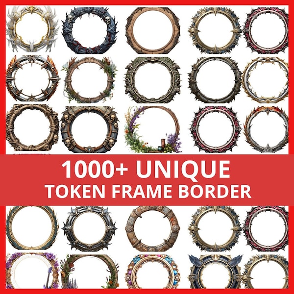 1000 dnd Token Border Frame Pack, RPG tokens, Dungeon Master, RPG gifts, RPG character sheet, Adventure journal, dnd character sheet
