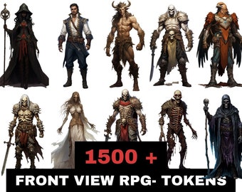 1500 Vorderansicht dnd Tokens Pack, isometrisches Token, ttrpg Tokens, vttrpg Token, Character Art, Tabletop RPG Accessories, roll20 Token