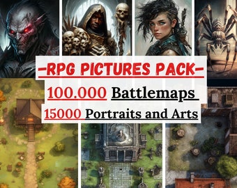 115.000 cartes et portraits du DnD, cartes rpg dnd Battlemaps dnd personnages RPG, art du mdn, personnages du mdn, cartes de donjons et de dragons