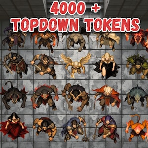 4000 トップダウン RPG トークン – 2D テーブルトップトークン、ダンジョンマスターと VTT RPG 用クリーチャーアート (すぐにプレイできるデジタルダウンロード)