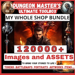 Kit de herramientas de Dungeon Master: 120000 activos, mapa dnd, terreno dnd, mapas de batalla dnd, elementos de rol, fichas dnd, ilustraciones de personajes, terreno, imagen 1