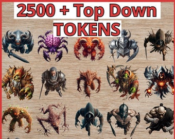 2500 top down Tokens ,overhead token, dnd top down Token, vttrpg tokens, vttrpg token ,  Character Art, RPG Accessories, roll20 token