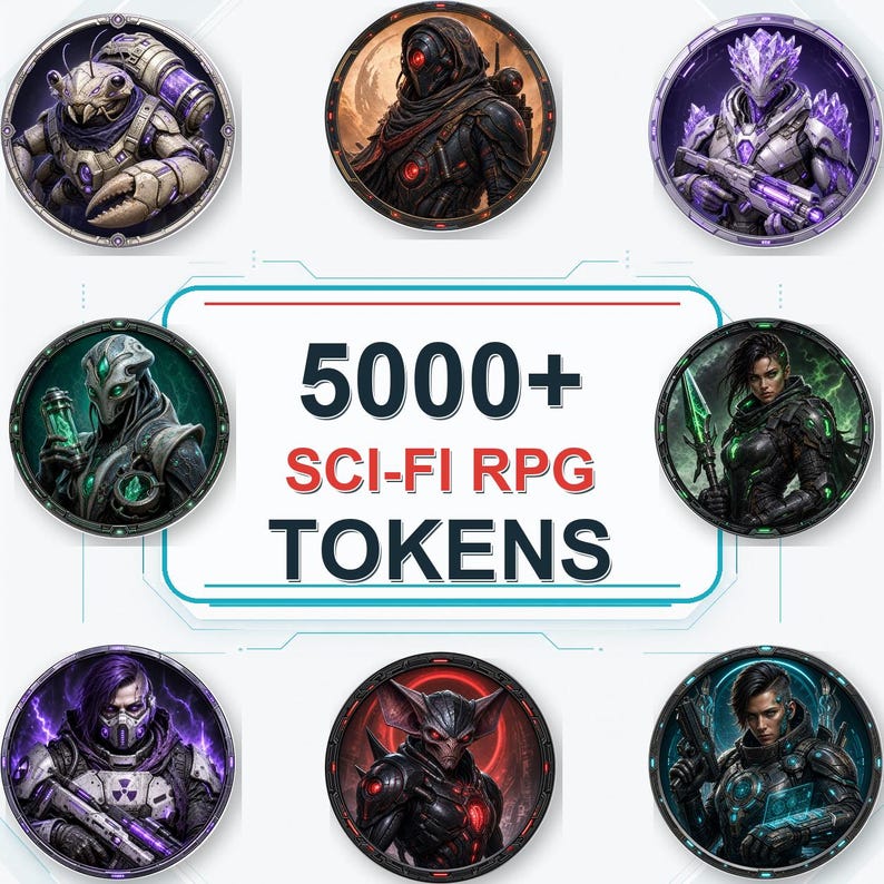 5000 Sci-Fi Token Pack – Digital Circular Futuristic Tokens, Virtual Tabletop,Roll20 and Founcdryvtt compatible image 10