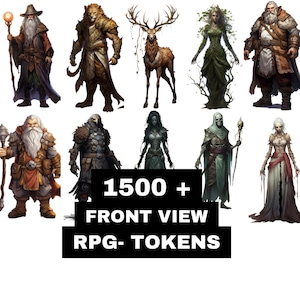 Pack de 1500 jetons dnd vue de face, jeton isométrique, jetons ttrpg, jeton vttrpg, illustrations de personnages, accessoires RPG de table, jeton roll20 image 5