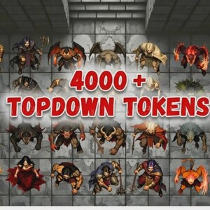 4000 żetonów Top-Down – żetony 2D do gry na stole, grafiki stworzeń dla Mistrzów Gry i gry RPG VTT (gotowe do gry, do pobrania w wersji cyfrowej)