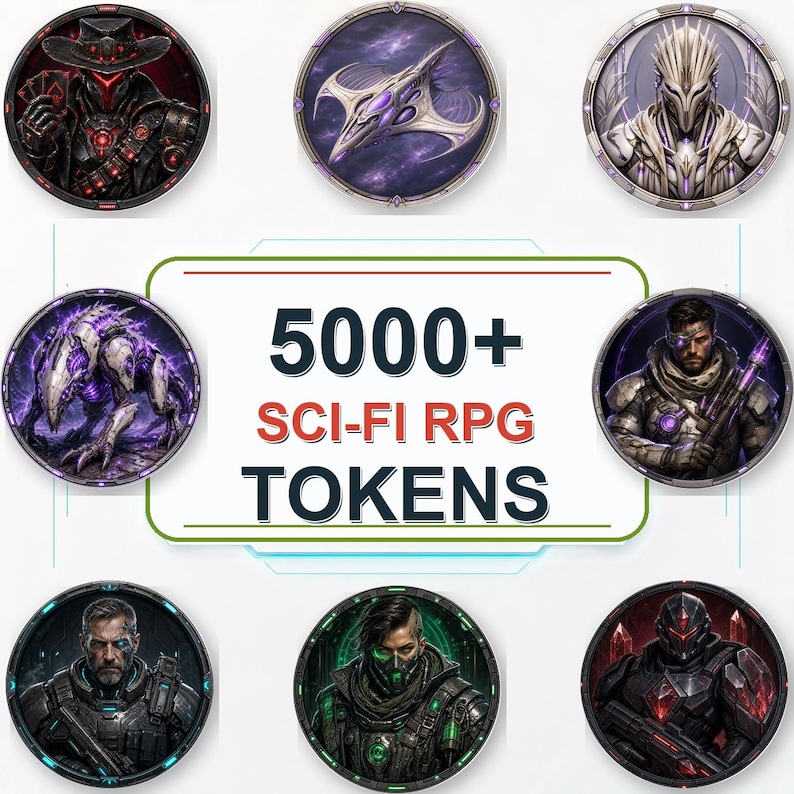5000 Sci-Fi Token Pack – Digital Circular Futuristic Tokens, Virtual Tabletop,Roll20 and Founcdryvtt compatible image 7