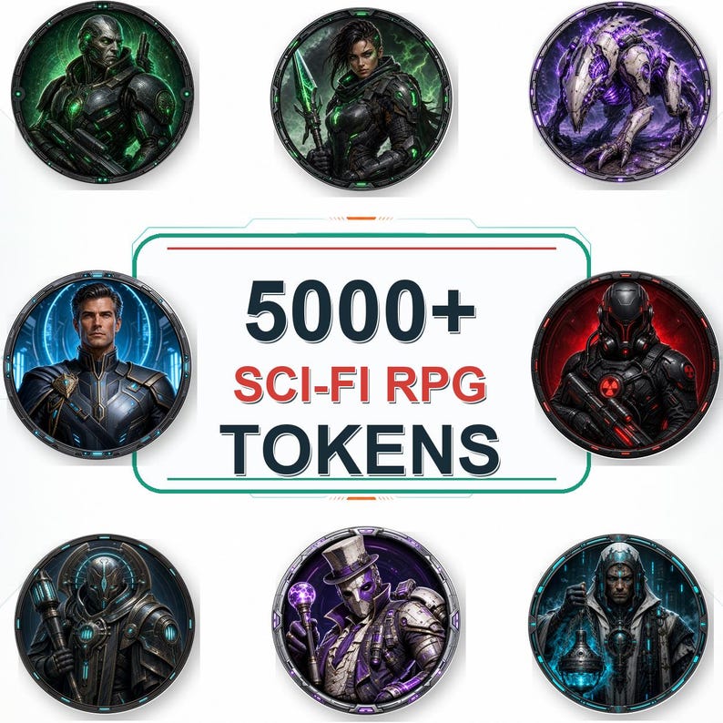 5000 Sci-Fi Token Pack – Digital Circular Futuristic Tokens, Virtual Tabletop,Roll20 and Founcdryvtt compatible image 16