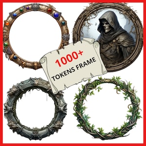 1000 dnd Token Border Frame Pack, RPG tokens, Dungeon Master, RPG gifts, RPG character sheet, Adventure journal, dnd character sheet image 7
