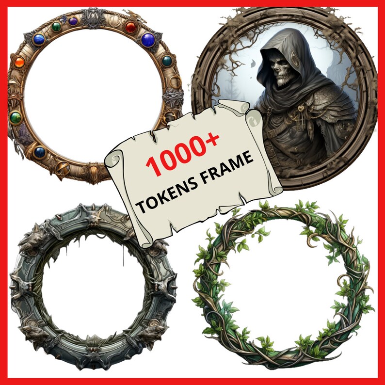 Pack de 1000 jetons bordure frontière, jetons RPG, maître du donjon, cadeaux RPG, feuille de personnage RPG, journal d'aventures, feuille de personnage mdn image 7