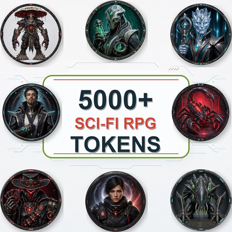 5000 Sci-Fi Token Pack – Digital Circular Futuristic Tokens, Virtual Tabletop,Roll20 and Founcdryvtt compatible image 17