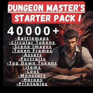 Dungeon Master's Starter pack , 40k Fantasy maps, Thousands of Tokens, Landscpaes,printables, assets and tools, for ttrpg, rpg dnd Maps