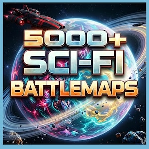 Paquete de 5000 mapas de batalla de ciencia ficción para plataformas de rol virtuales (vtt), fundiciones y roll20. Colección de terrenos para juegos de rol: Planetas alienígenas.