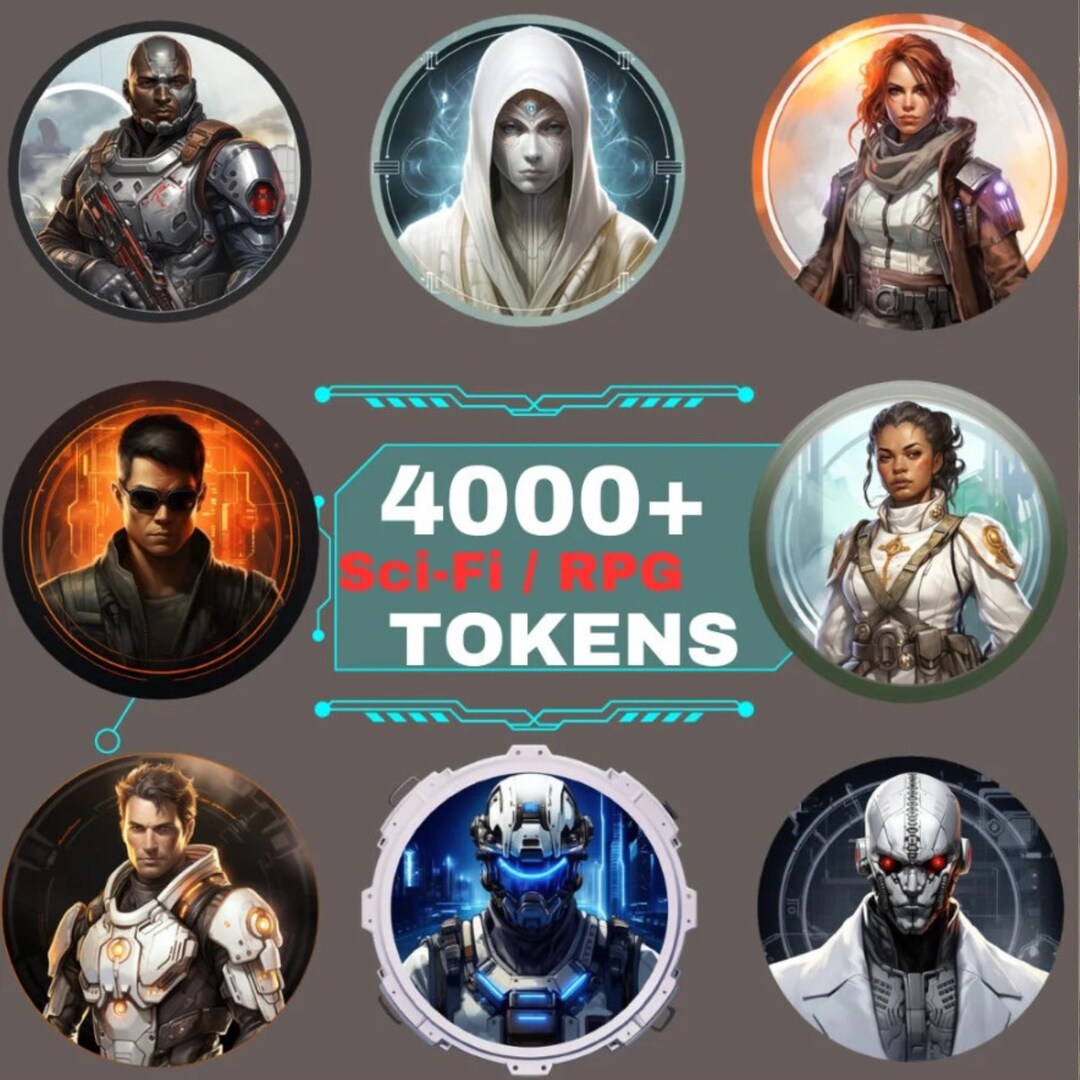 4000 Fantasy SCI-FI Tokens Pack, Character Art,scifi Token, , Tabletop RPG Accessories, Circle ...