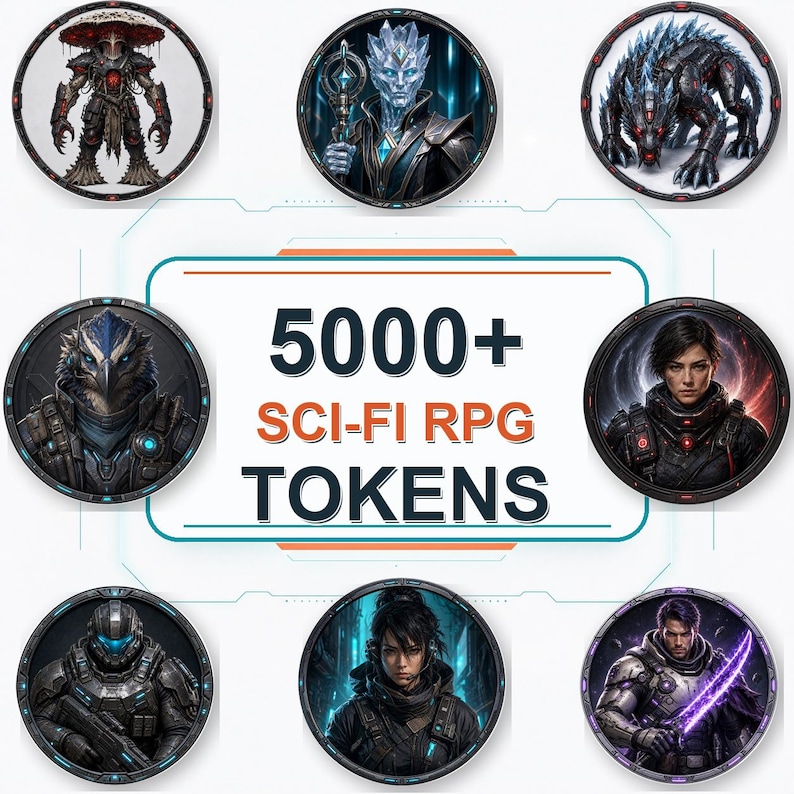 5000 Sci-Fi Token Pack – Digital Circular Futuristic Tokens, Virtual Tabletop,Roll20 and Founcdryvtt compatible image 6