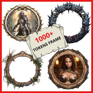 Pack de 1000 jetons bordure frontière, jetons RPG, maître du donjon, cadeaux RPG, feuille de personnage RPG, journal d'aventures, feuille de personnage mdn image 2