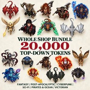 20,000 Top-Down VTT Tokens Bundle: Multi-Genre RPG Collection, Fantasy, Sci-Fi & More, PNG or WebP