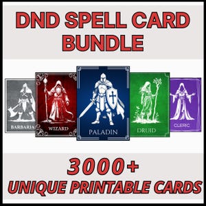 3,000+  Printable dnd Spell Cards | Official + Custom Dungeons and dragons Spells for All d&d Classes | Tabletop role playing DnD spellbook