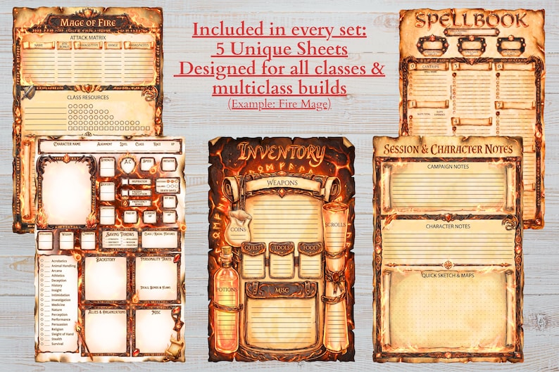 Karakterbladen BUNDEL Compatibel met DnD 5e en verschillende andere RPG's (70+ stijlen) afbeelding 11
