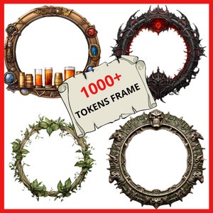 1000 dnd Token Border Frame Pack, RPG tokens, Dungeon Master, RPG gifts, RPG character sheet, Adventure journal, dnd character sheet image 8