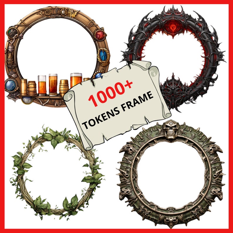 Pack de 1000 jetons bordure frontière, jetons RPG, maître du donjon, cadeaux RPG, feuille de personnage RPG, journal d'aventures, feuille de personnage mdn image 8