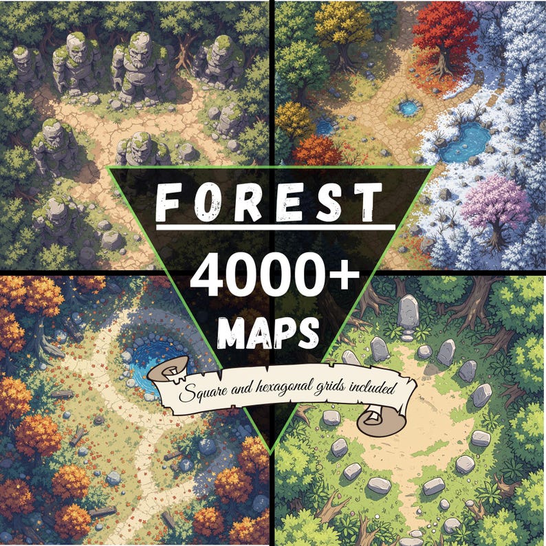 4000+ Forest Battlemaps Fantasy Maps: Clairings, Woodlands, Digital ...