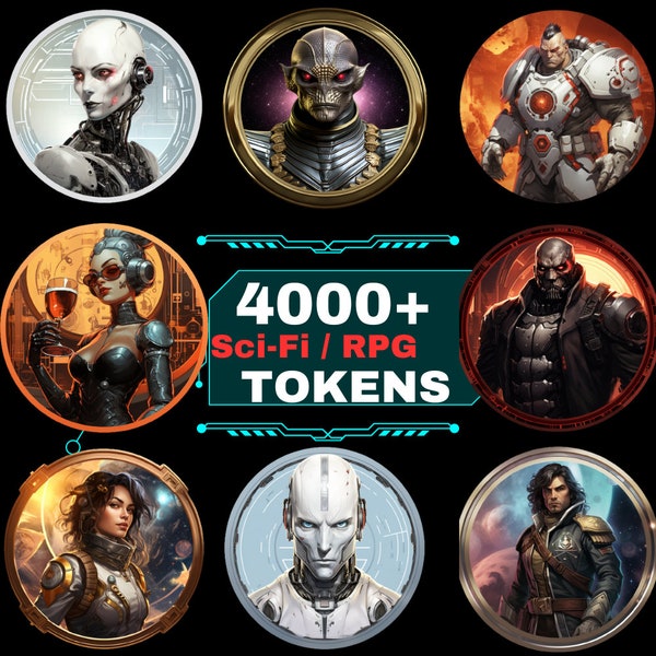 4000 Fantasy SCI-FI Tokens Pack, Character Art, Scifi token, Tafelblad RPG Accessoires, Token Frame, Circle Token, cyberpunk token, dnd token