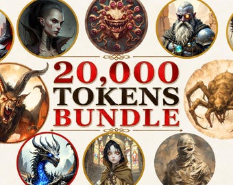 VTT RPG Tokens Bundle, 20,000 unique tokens for online Digital Rpg games (Roll20-Foundryvtt), DnD 5e SRD + Homebrew