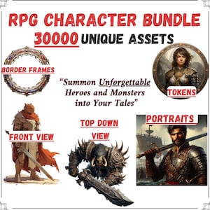 30000+ TTRPG Tokens and Character Art Assets , rpg  digital tokens, ready to use