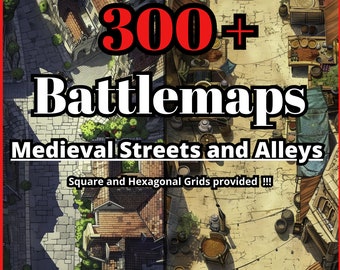 300+ Battlemaps Streets and Alleys Theme DnD Maps  Bundle map rpg Battlemap dnd Dungeon Master gift dnd gift Dnd terrain printable dnd tile