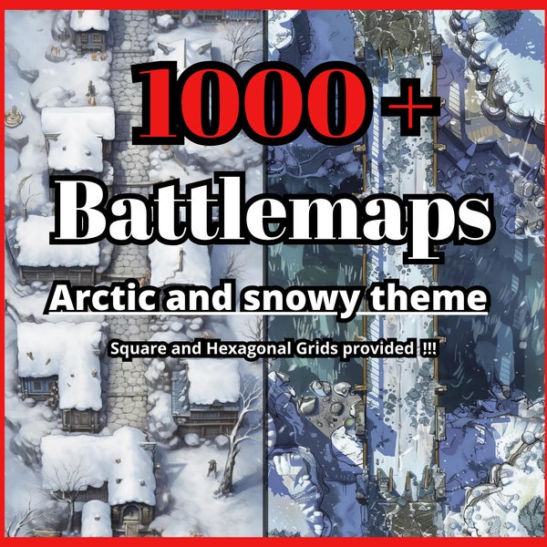 1000+ Arctic and Snowy DnD Maps  Bundle map rpg Battlemap dnd Dungeon Master gift dnd gift Dnd terrain printable dnd tile