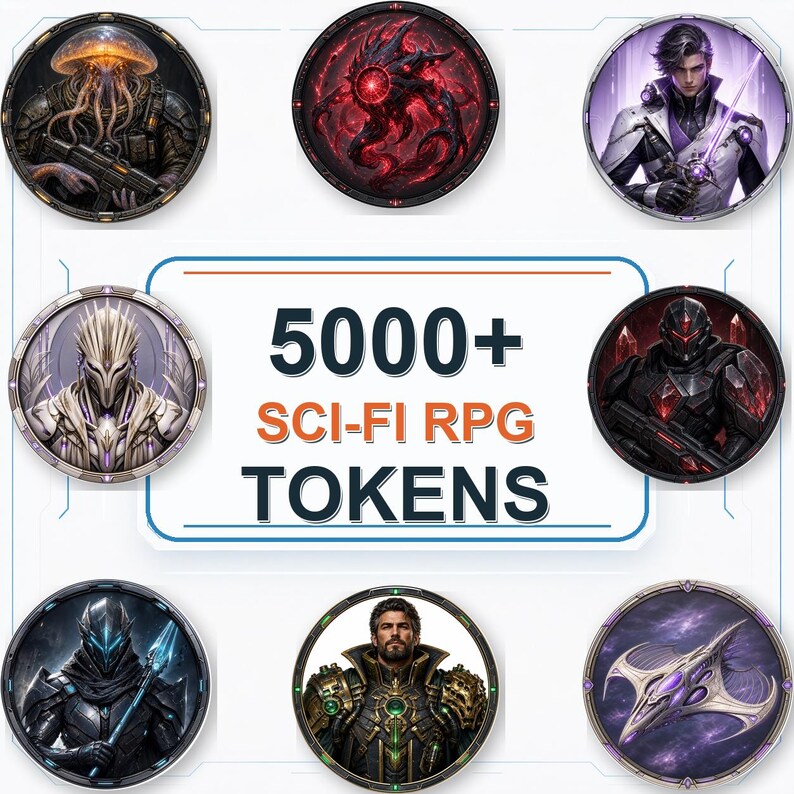 5000 Sci-Fi Token Pack – Digital Circular Futuristic Tokens, Virtual Tabletop,Roll20 and Founcdryvtt compatible image 20