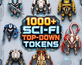 SCI-FI RPG  Top-Down Tokens Bundle, overhead Creature Art for Space games, Game Masters and Vtt, Aliens, SOldiers, Mech and Robots