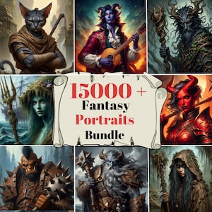 15000 Unique RPG Character and Monster portraits DATABASE for your RPG rolepaying games Character Sheets & Adventure Journals