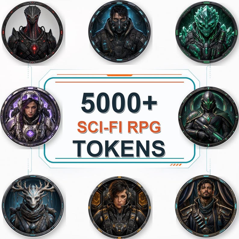 5000 Sci-Fi Token Pack – Digital Circular Futuristic Tokens, Virtual Tabletop,Roll20 and Founcdryvtt compatible image 15