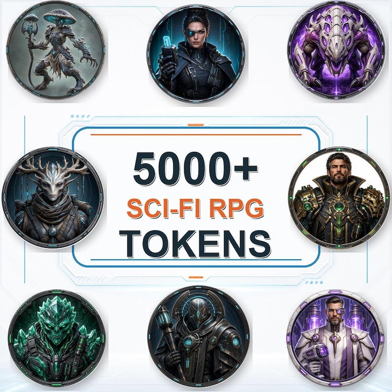 5000 Sci-Fi Token Pack – Digital Circular Futuristic Tokens, Virtual Tabletop,Roll20 and Founcdryvtt compatible image 4