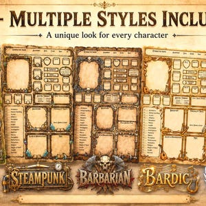 Karakterbladen BUNDEL Compatibel met DnD 5e en verschillende andere RPG's (70+ stijlen) afbeelding 5