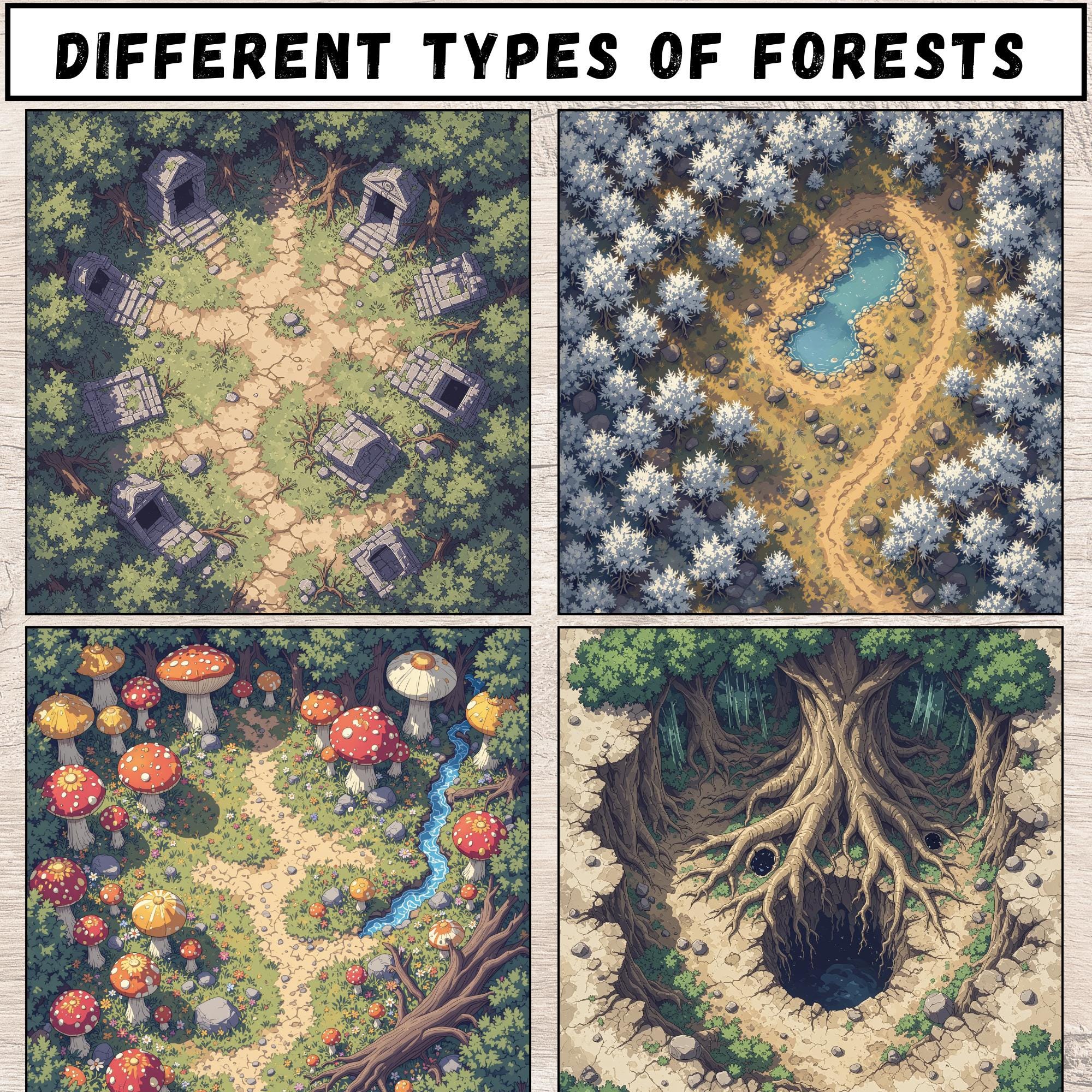 4000+ Forest Battlemaps Fantasy Maps: Clairings, Woodlands, Digital ...