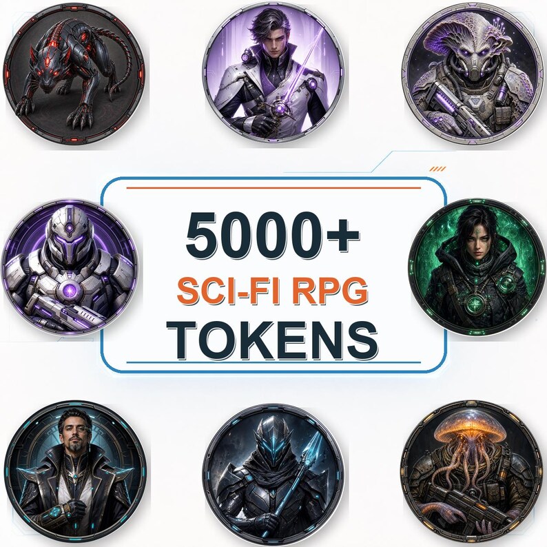 5000 Sci-Fi Token Pack – Digital Circular Futuristic Tokens, Virtual Tabletop,Roll20 and Founcdryvtt compatible image 12