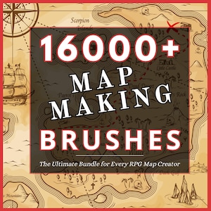 Procreate Brushes FANTASY MAP Maker kit -  16,000 Unique RPG Procreate Brushes Stamps  Photoshop designs dnd map procreate brushes world map